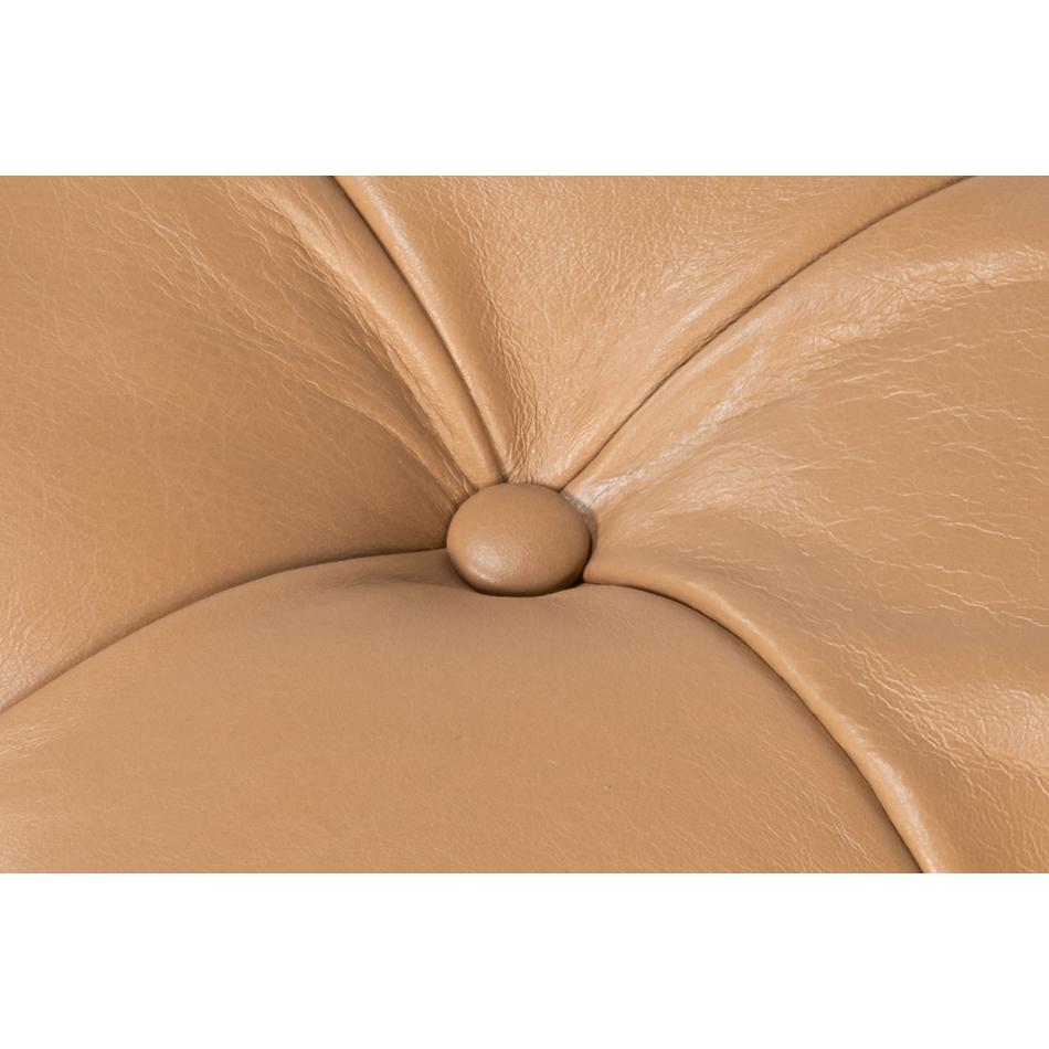 Pouf moderne - Cuir brun caramel en vente 5