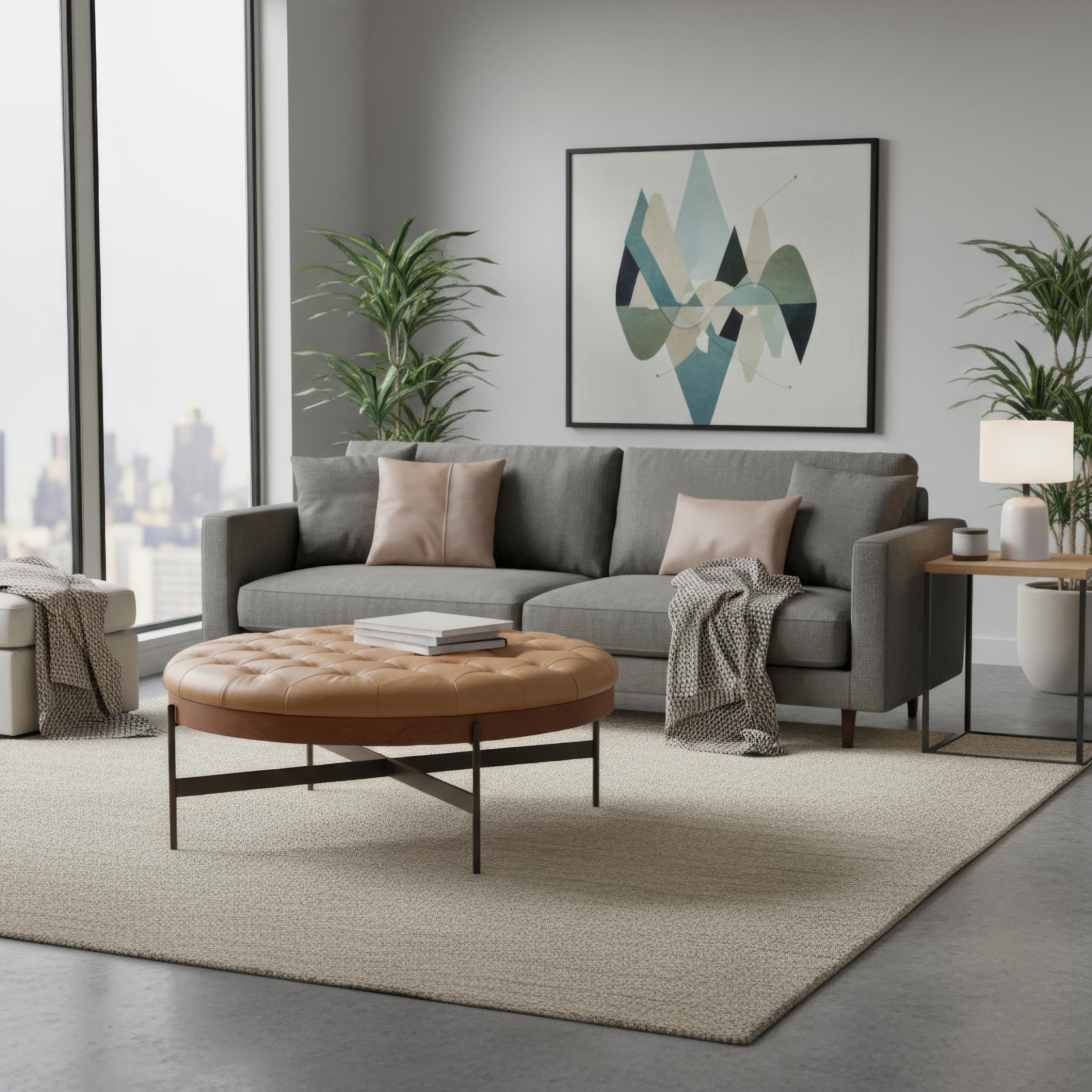 Un mélange harmonieux de luxe et de design intemporel. Doté d'un dessus boutonné en cuir de grain supérieur marron de première qualité, il offre à la fois confort et style. La base et les garnitures en bois à la finition élégante ajoutent de la