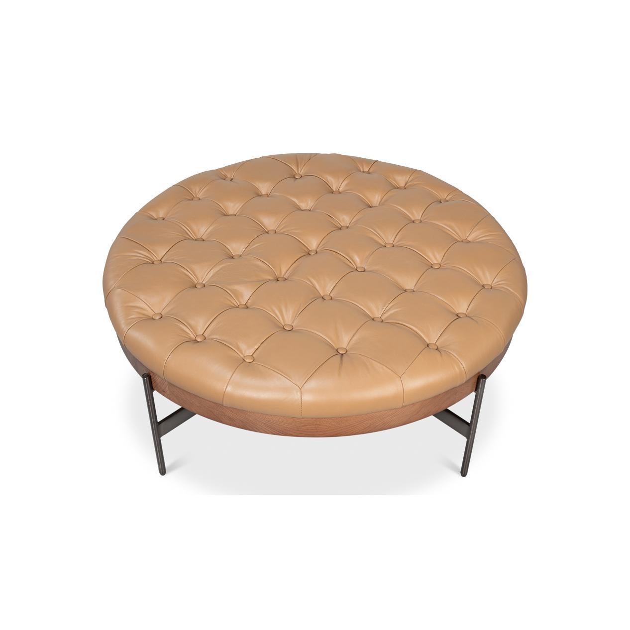 Pouf moderne - Cuir brun caramel Neuf - En vente à Westwood, NJ