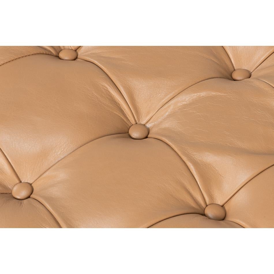 XXIe siècle et contemporain Pouf moderne - Cuir brun caramel en vente