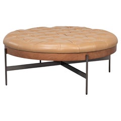 Pouf moderno - Pelle marrone caramello