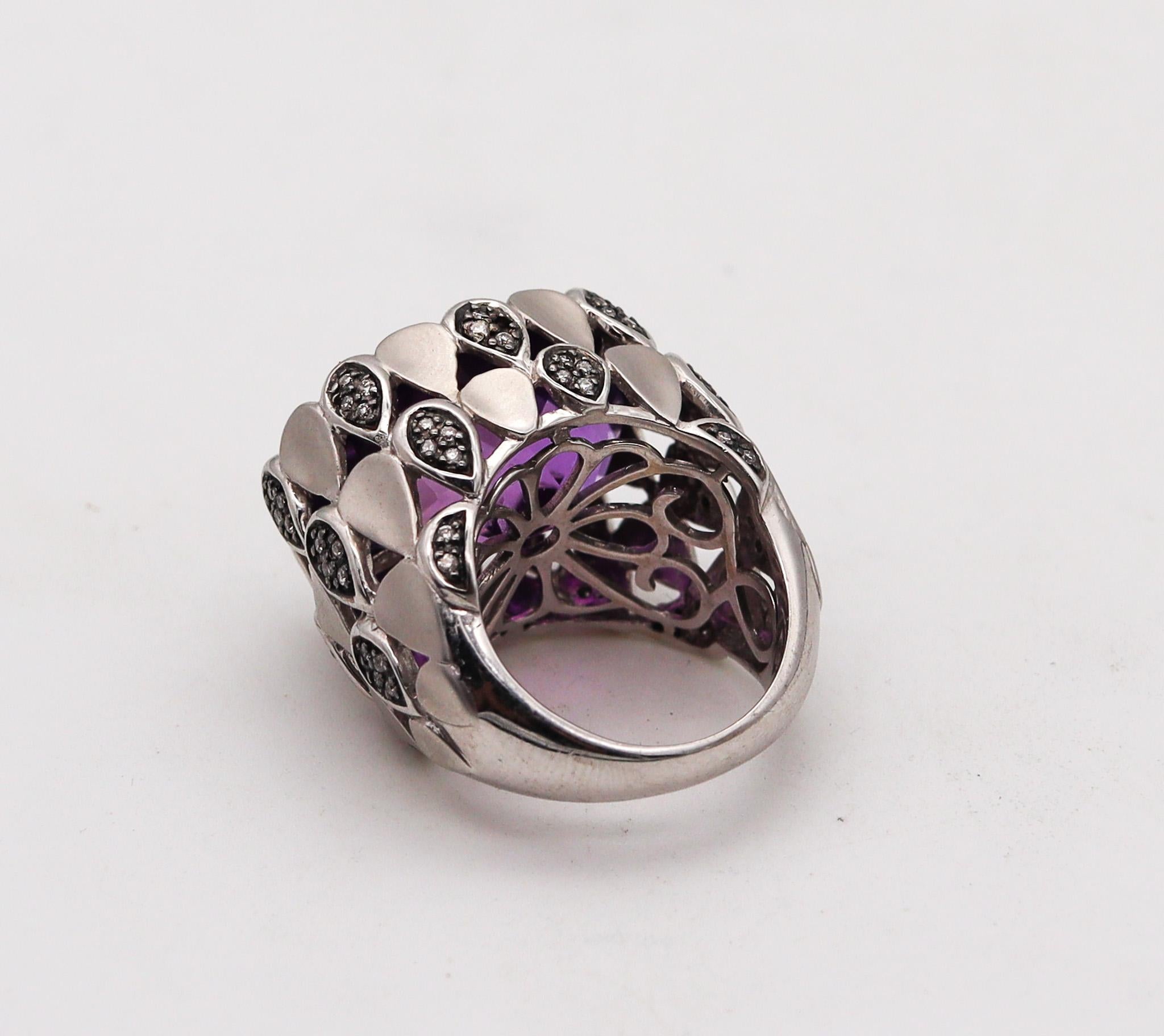 Oval Cut Modern Cocktail Ring in 14 Karat Gold with 15.08 Ctw in Amethyst and Diamonds For Sale