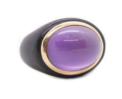 Modern Cocktail Ring Rose Wood And 18Kt Gold 18.32 Carats Lavender Jade Quartz