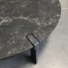 Modern Cocktail Table in Cerused White Oak with Vanilla Noir Caesarstone Top