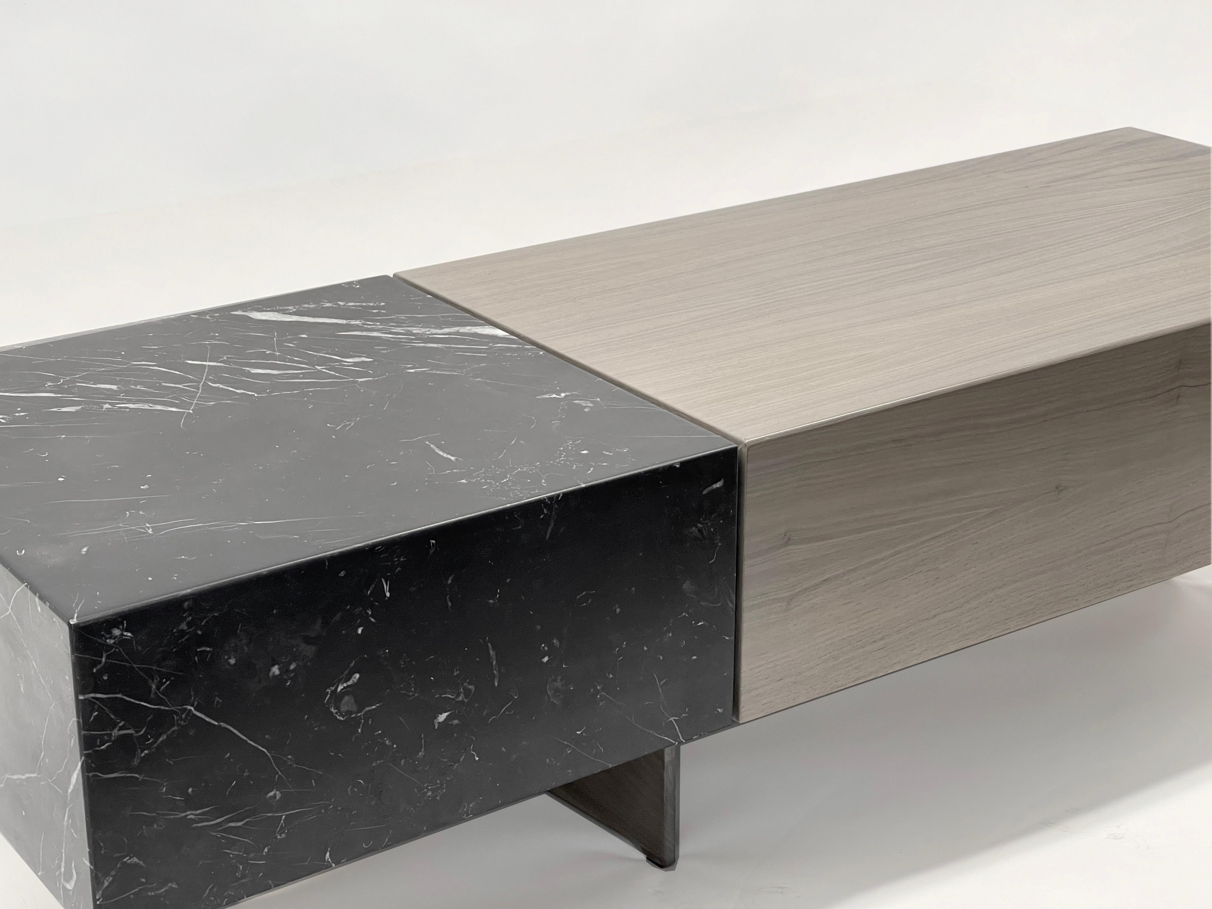 Modern Cocktail Table in Ebonized Walnut with Vanilla Noir Ceasarstone In New Condition For Sale In Tucson, AZ