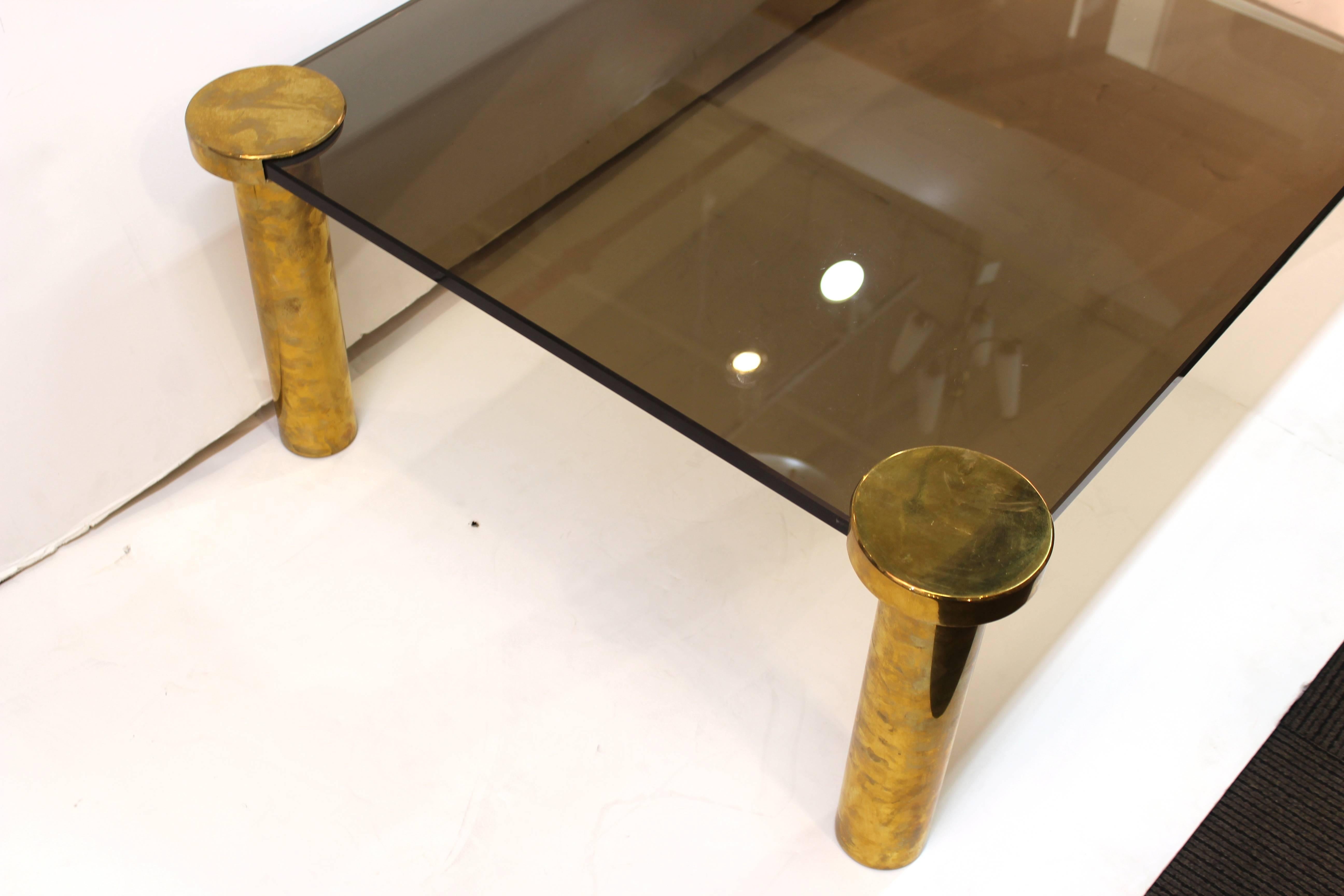 Modern Cocktail Table in Glass and Brass In Good Condition In New York, NY