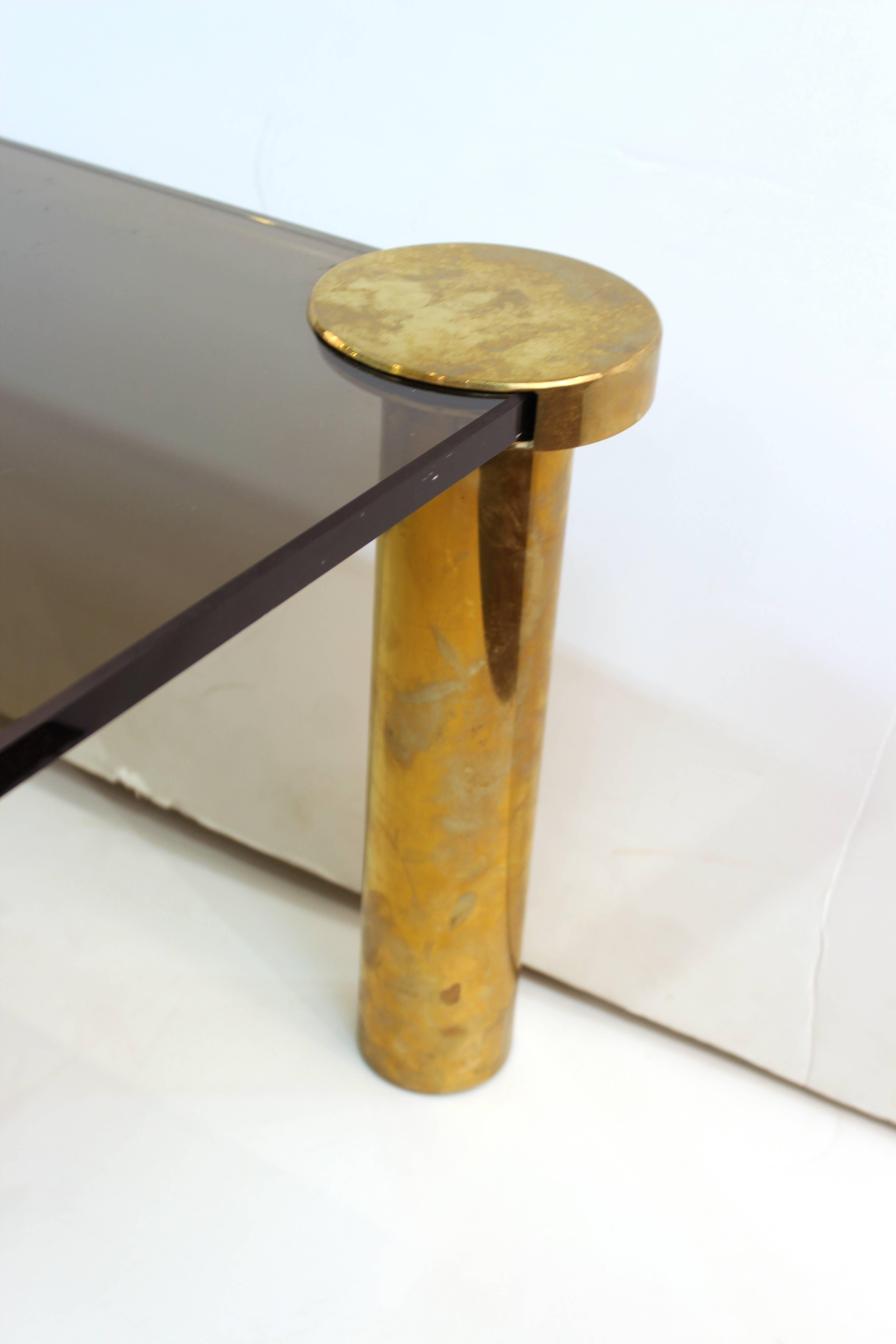 Modern Cocktail Table in Glass and Brass 3