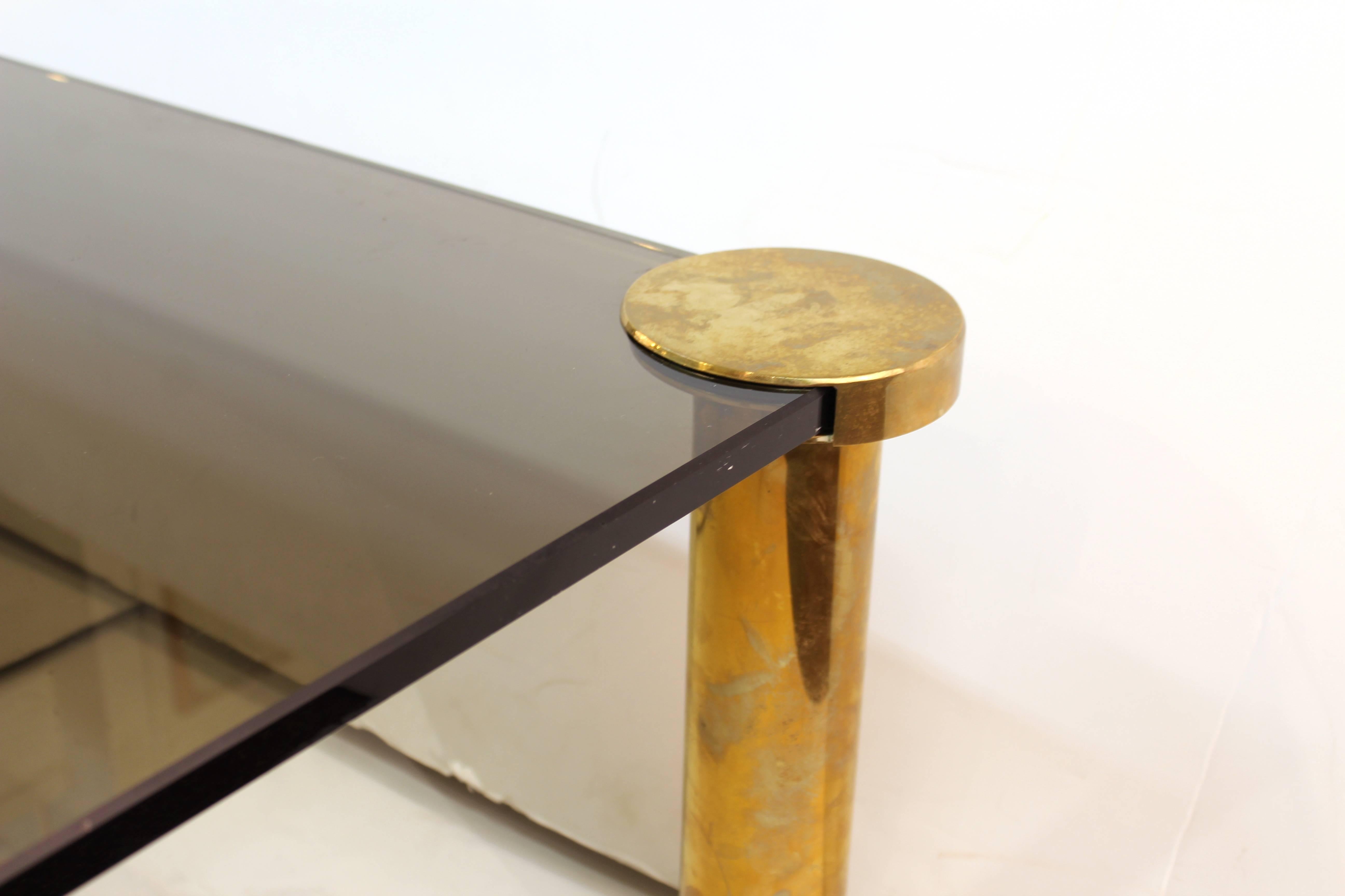 Modern Cocktail Table in Glass and Brass 4