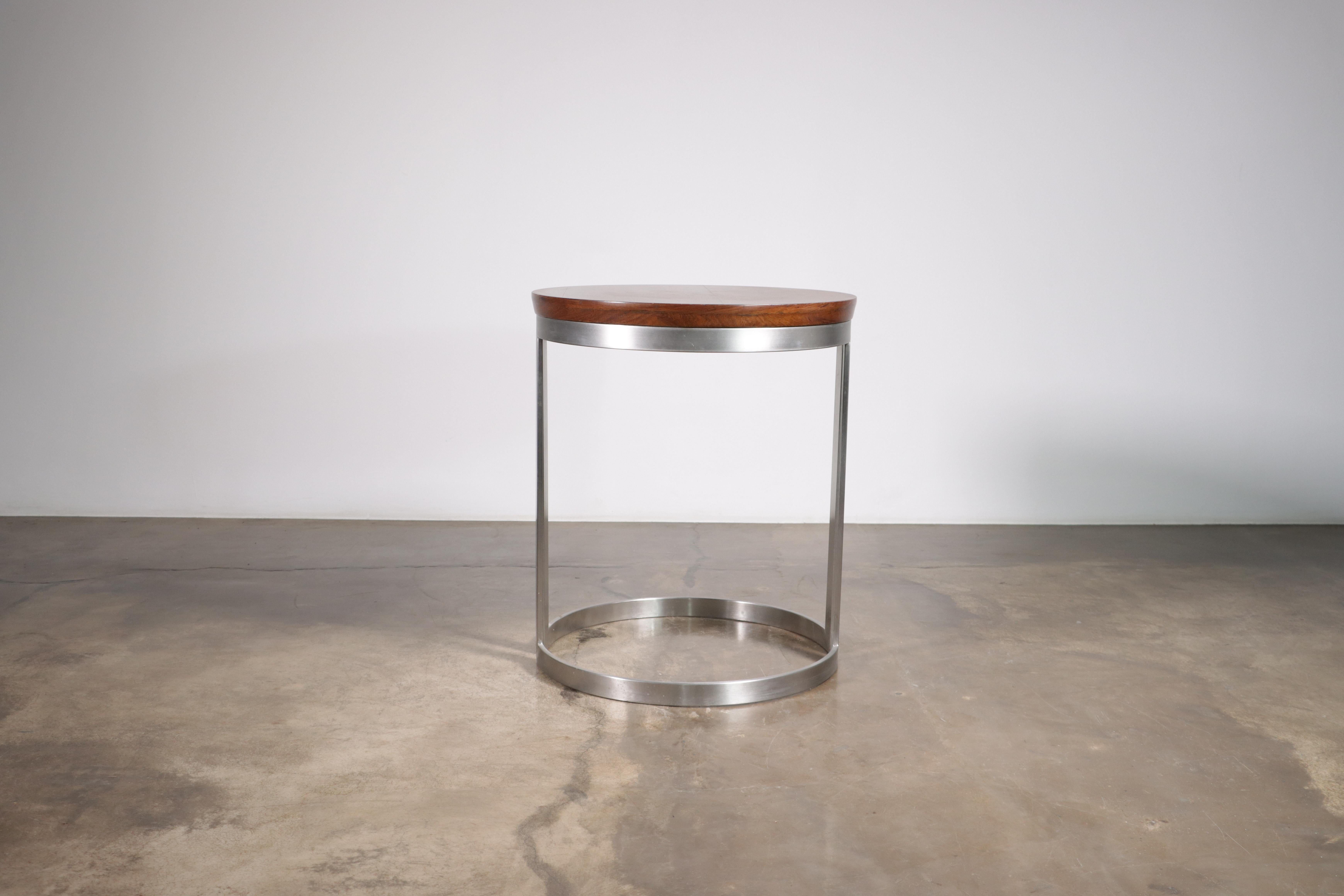 Argentine Modern Cocktail Table in Wood & Stainless Steel, by Costantini, Trillo, in Stock For Sale