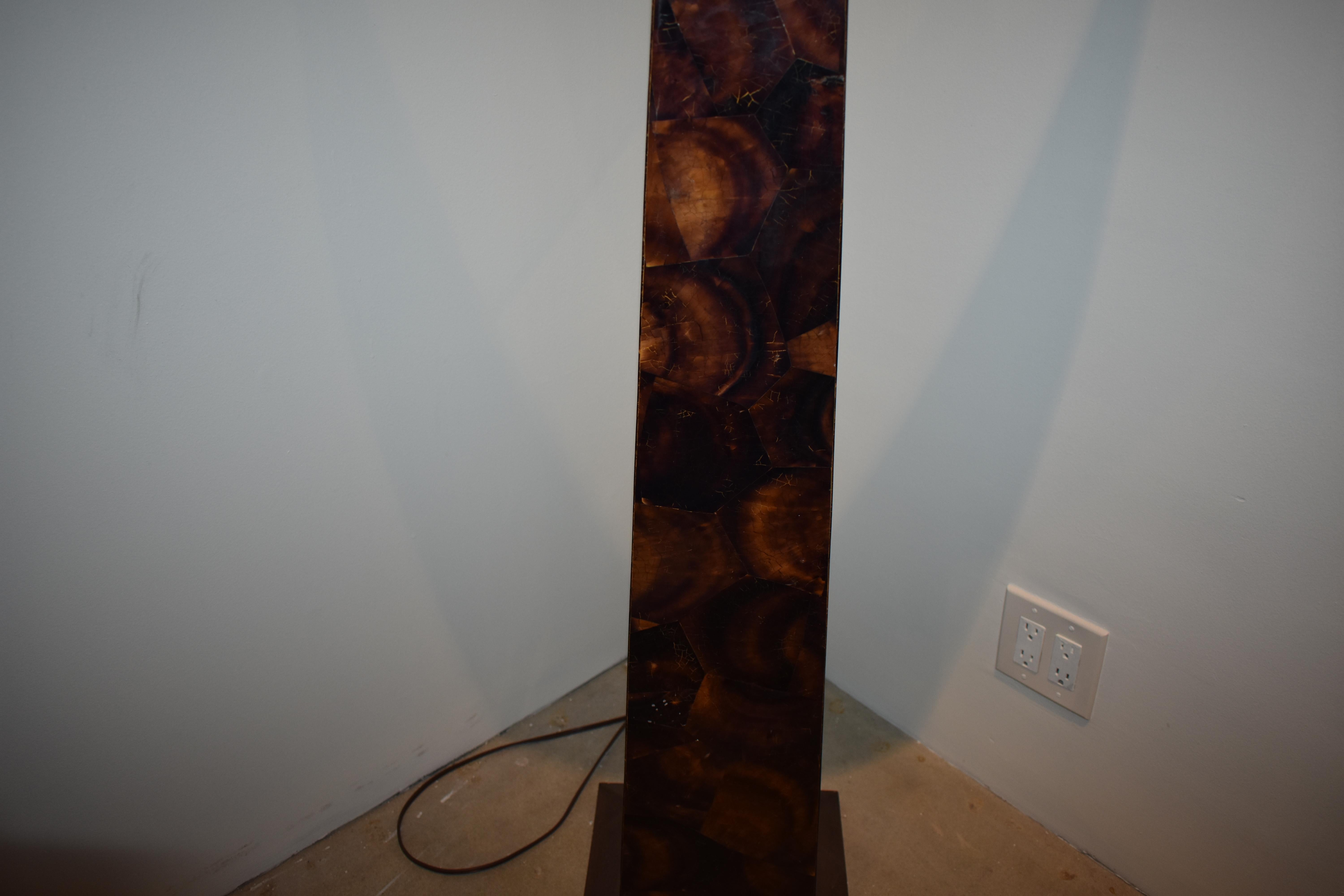 Brass Modern Coconut Shell Inlay Floor Lamp For Sale