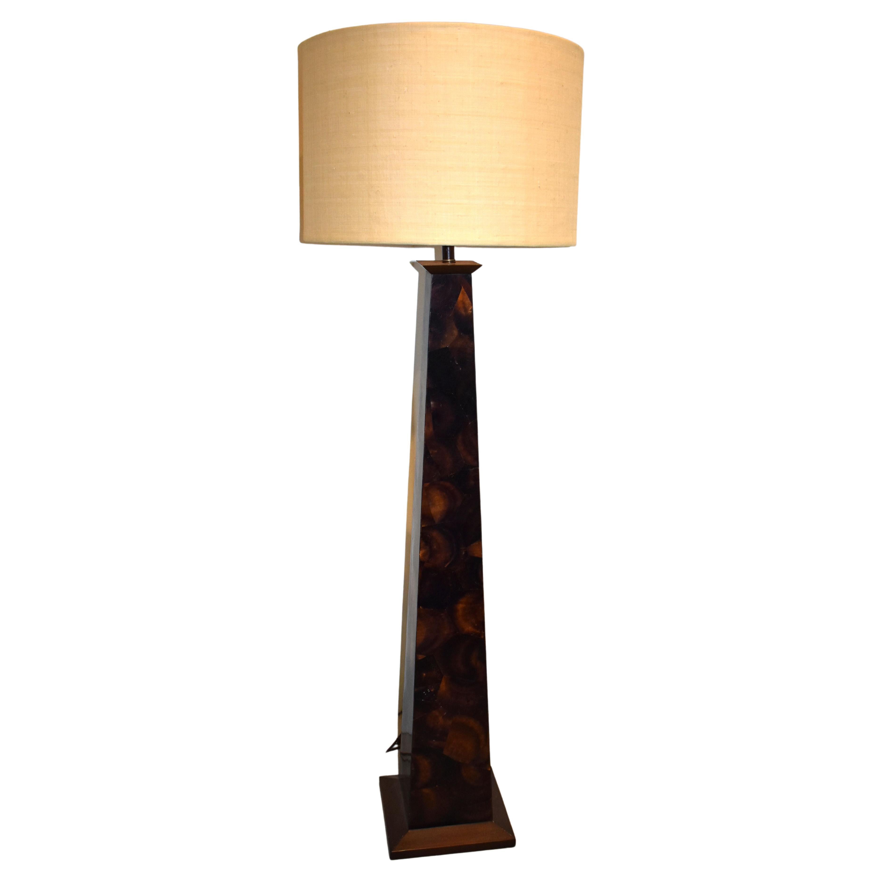 Modern Coconut Shell Inlay Floor Lamp For Sale
