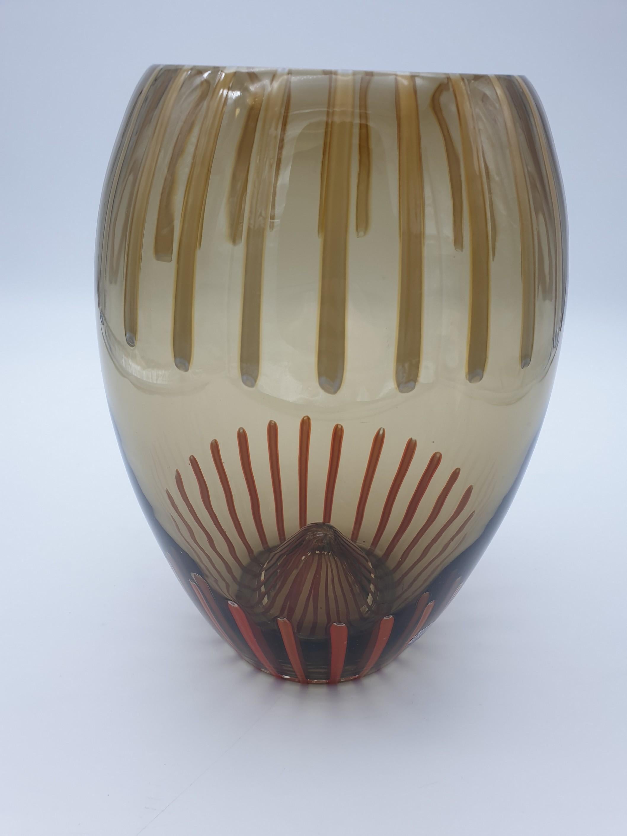 Modern Coffee Color / Brownish Murano-Glass Vase by Gino Cenedese, late 1990s For Sale 7