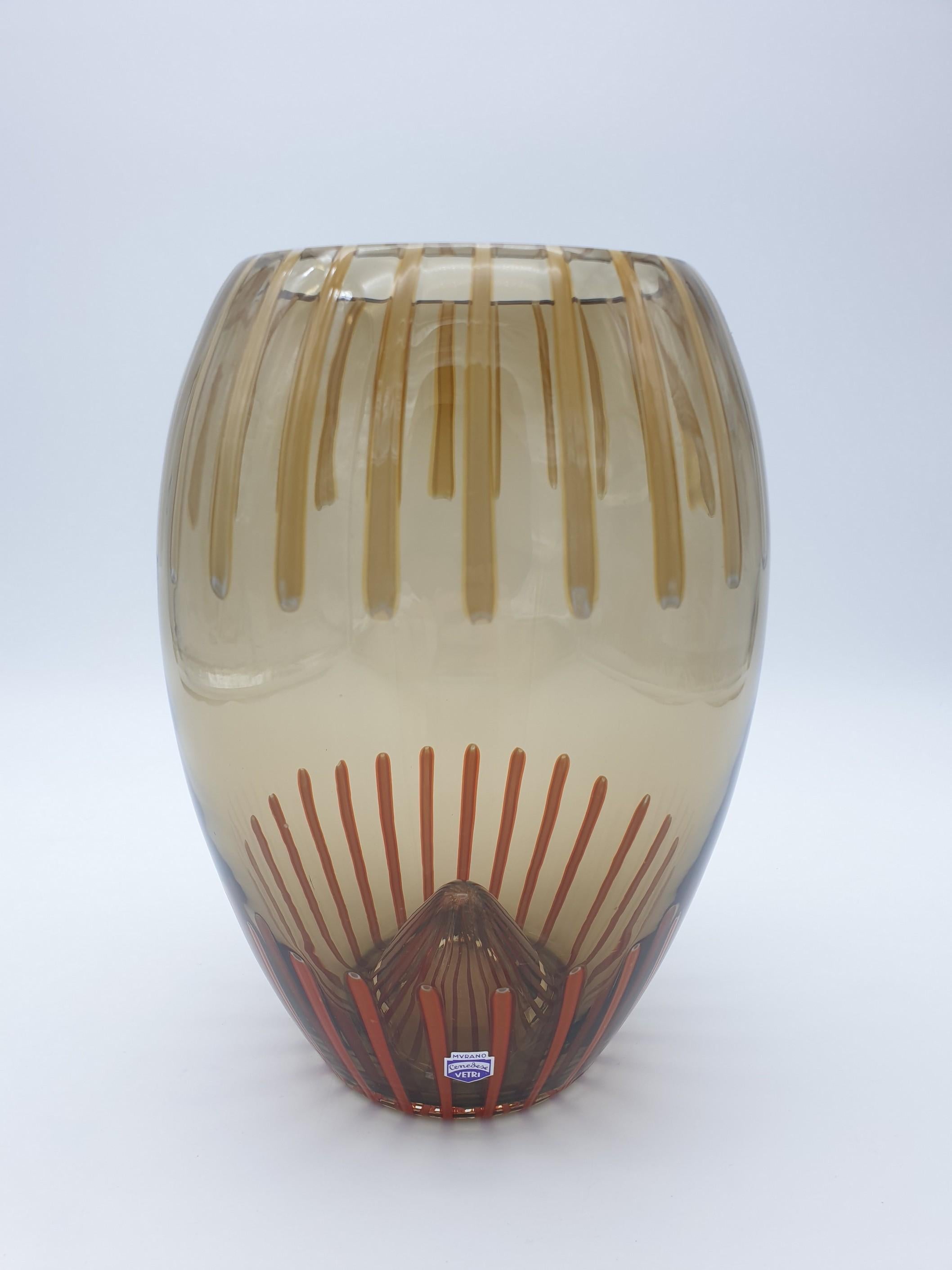 Italian Modern Coffee Color / Brownish Murano-Glass Vase by Gino Cenedese, late 1990s For Sale