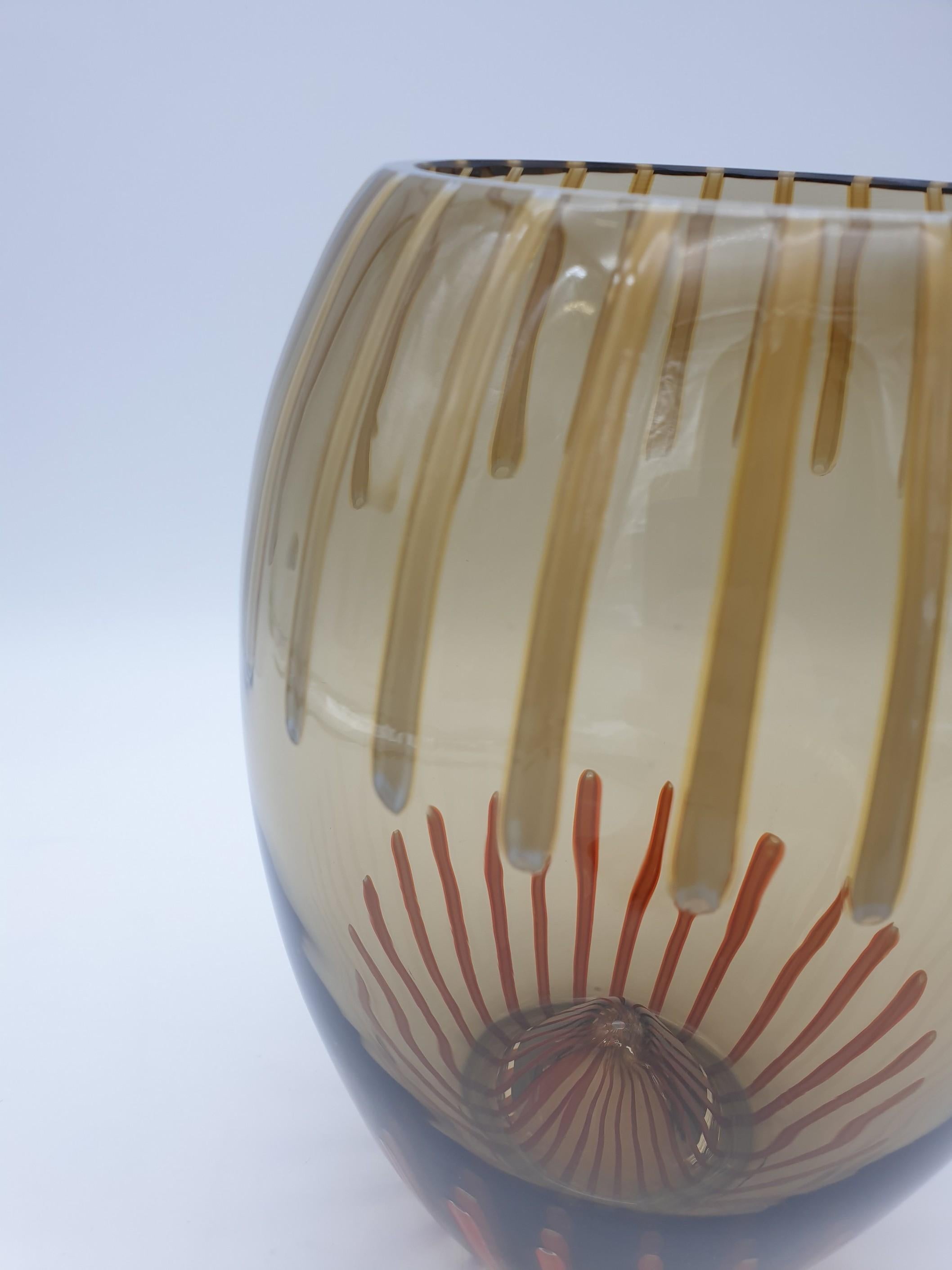 Murano Glass Modern Coffee Color / Brownish Murano-Glass Vase by Gino Cenedese, late 1990s For Sale