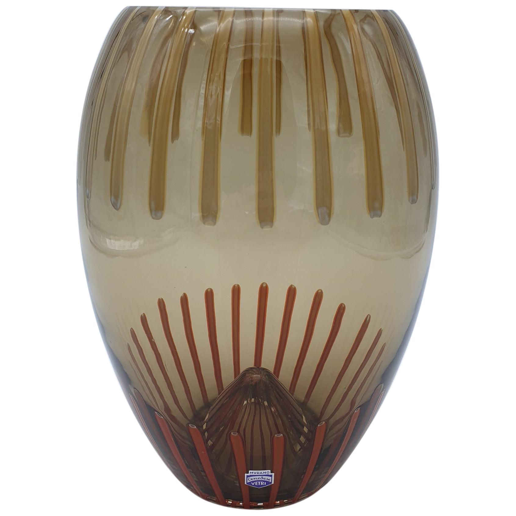 Modern Coffee Color / Brownish Murano-Glass Vase by Gino Cenedese, late 1990s For Sale