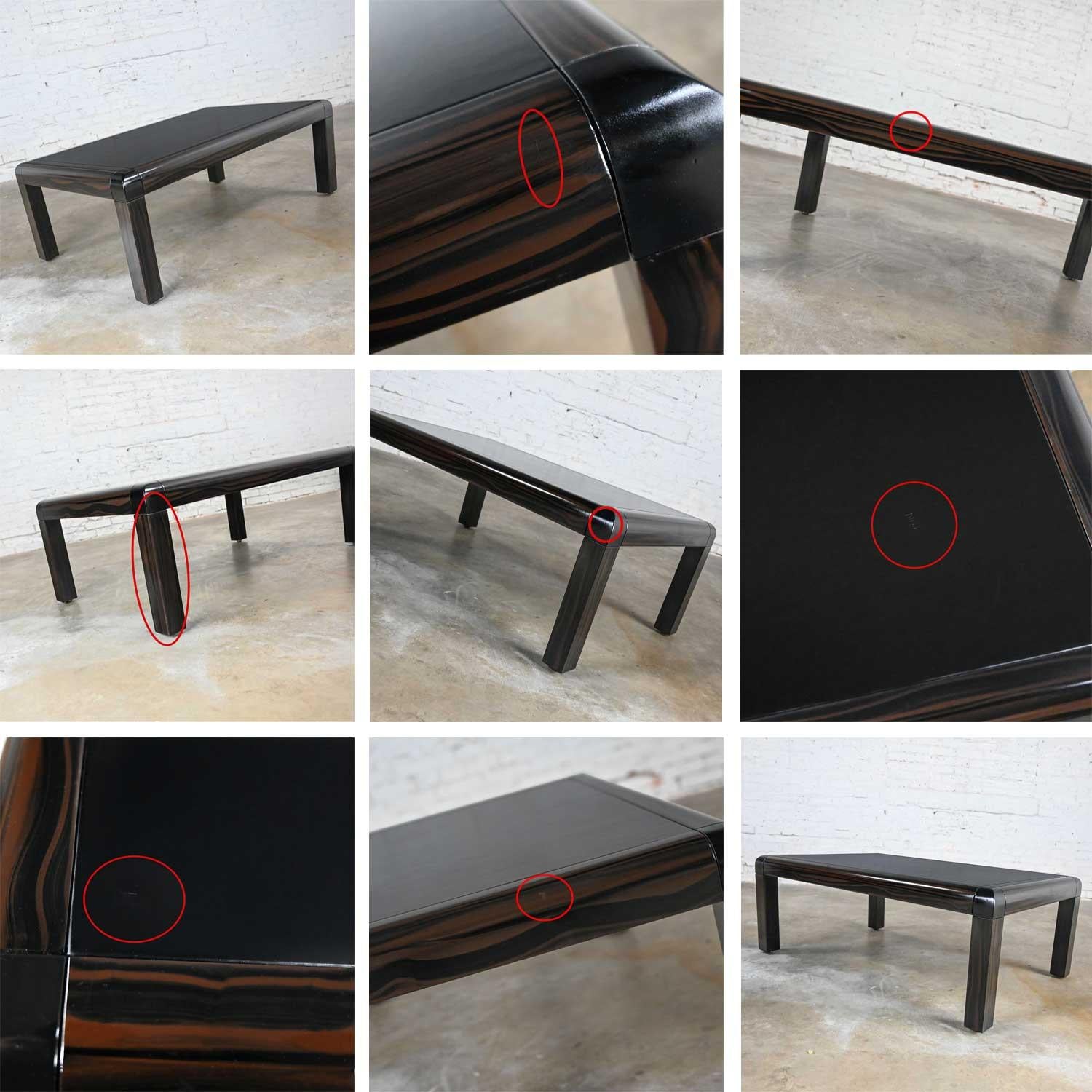 Modern Coffee Table Black & Faux Lacquer Black Leather Top Signed Karl Springer 10