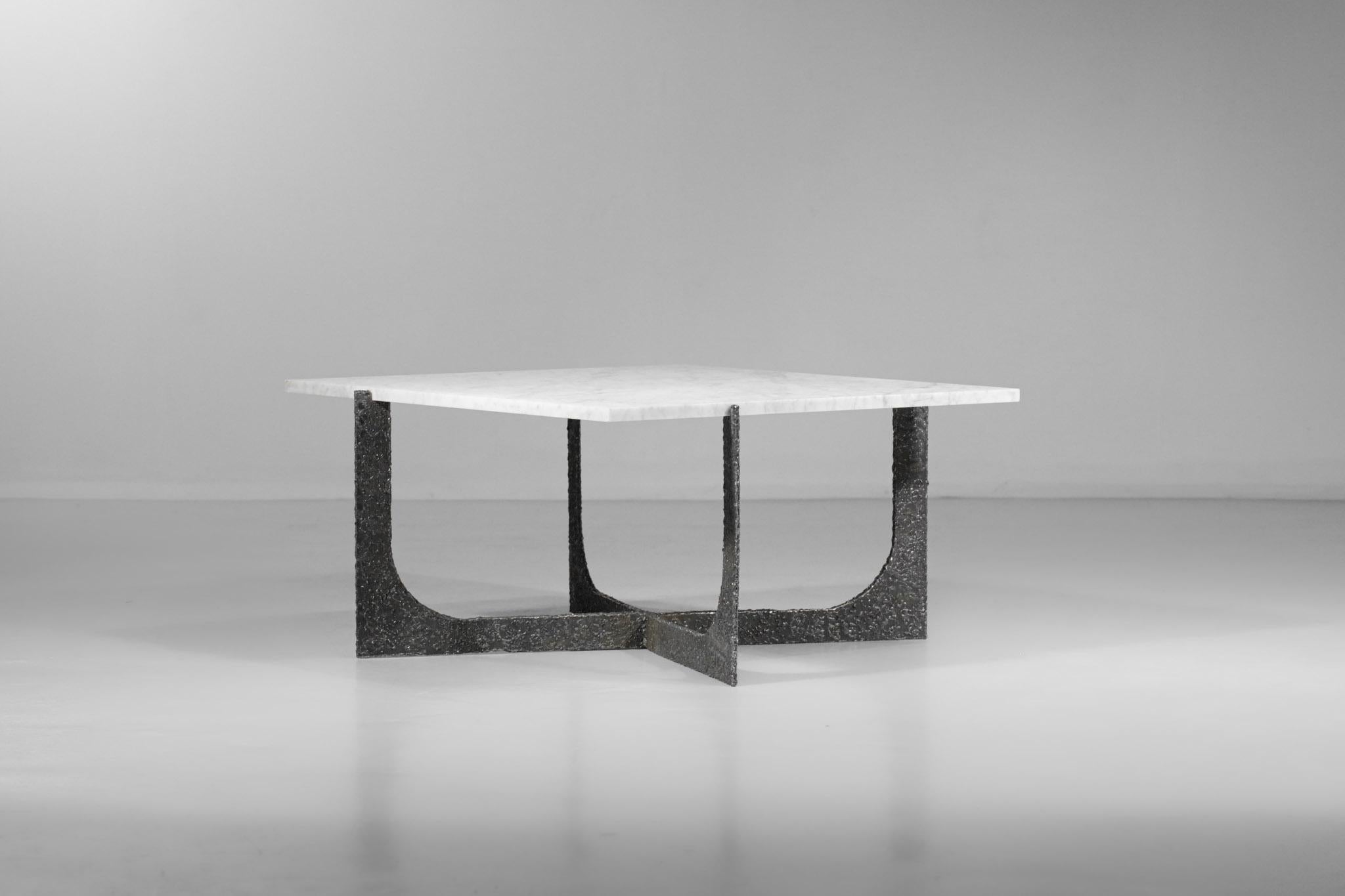 Brutalist Modern coffee table by Donna in steel and marble - DO1 For Sale