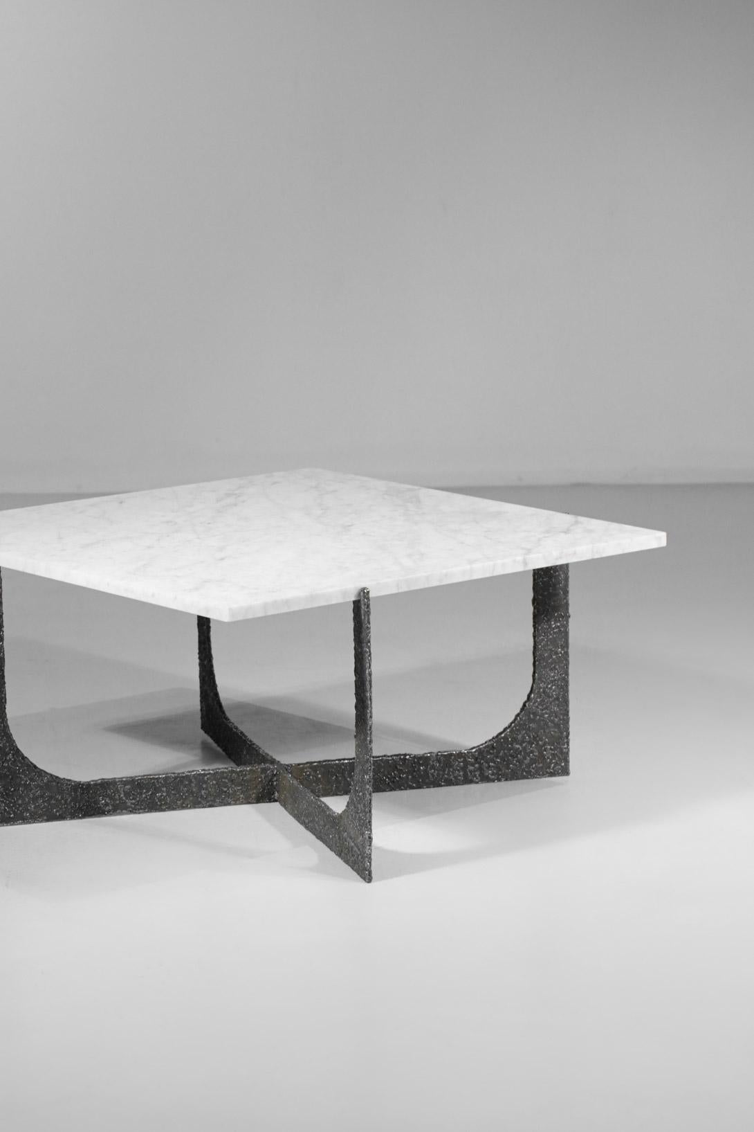 French Modern coffee table by Donna in steel and marble - DO1 For Sale