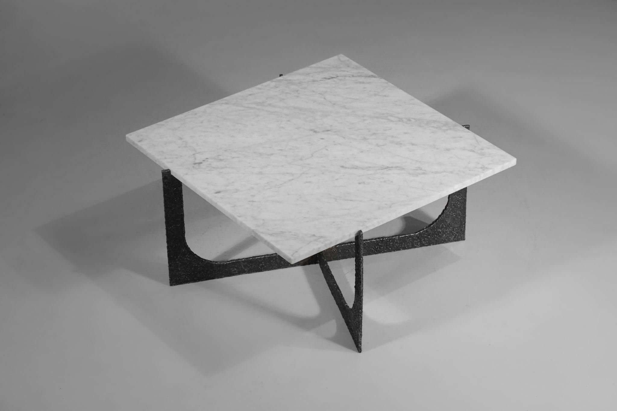 Steel Modern coffee table by Donna in steel and marble - DO1 For Sale