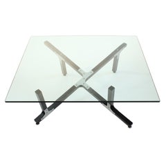 Modern Coffee Table by Peter Harrison. Square Glass, Black, In Stock
