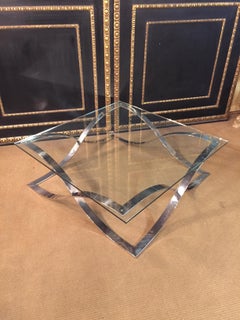 Modern Coffee Table Chrome polished silver Frame