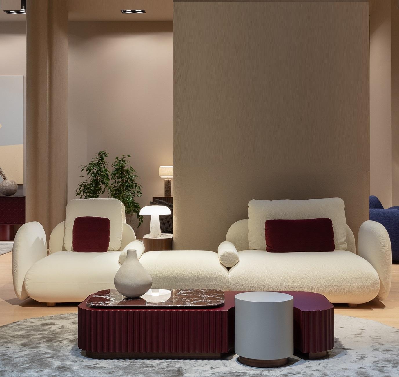 Contemporary Modern Coffee Table Crafted in Wood or Lacquer Base & Marble Top For Sale