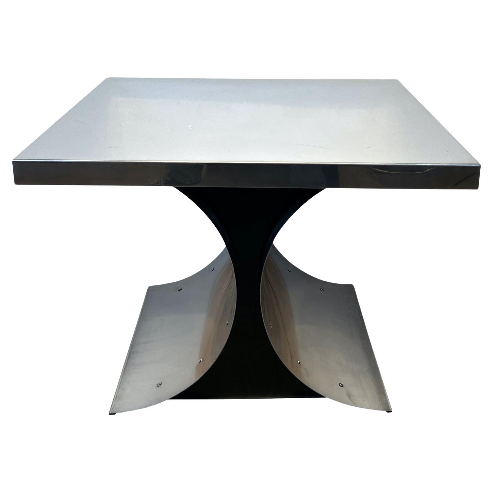 Modern Coffee Table, Curved Stainless Steel, France circa 1970