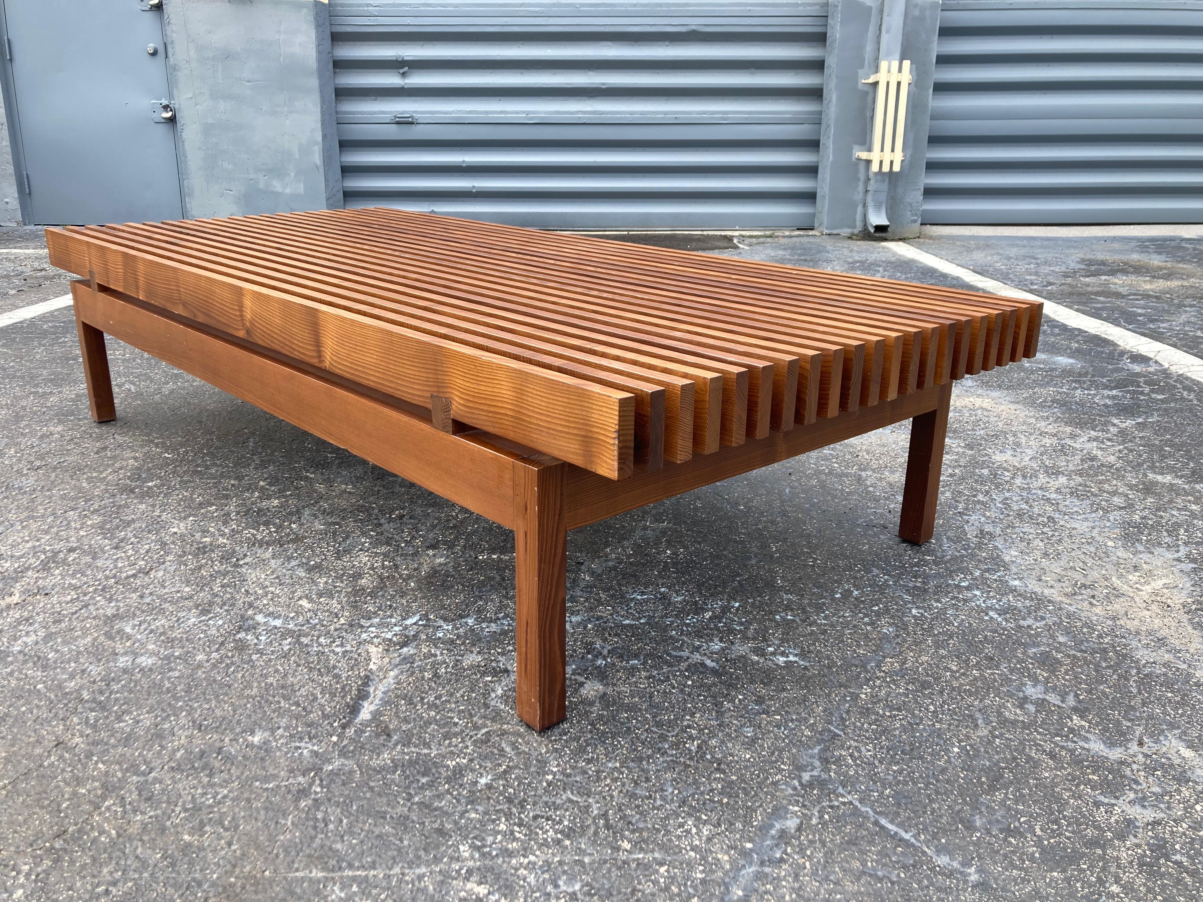 Stunning Coffee Table / Bench / Daybed, made completely of solid wood. Great design and ready for a new home. In the style of Charlotte Perriand. 