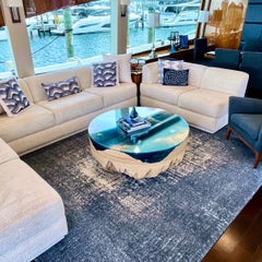 Modern Coffee Table in Birch Wood and Glass, Yacht Edition