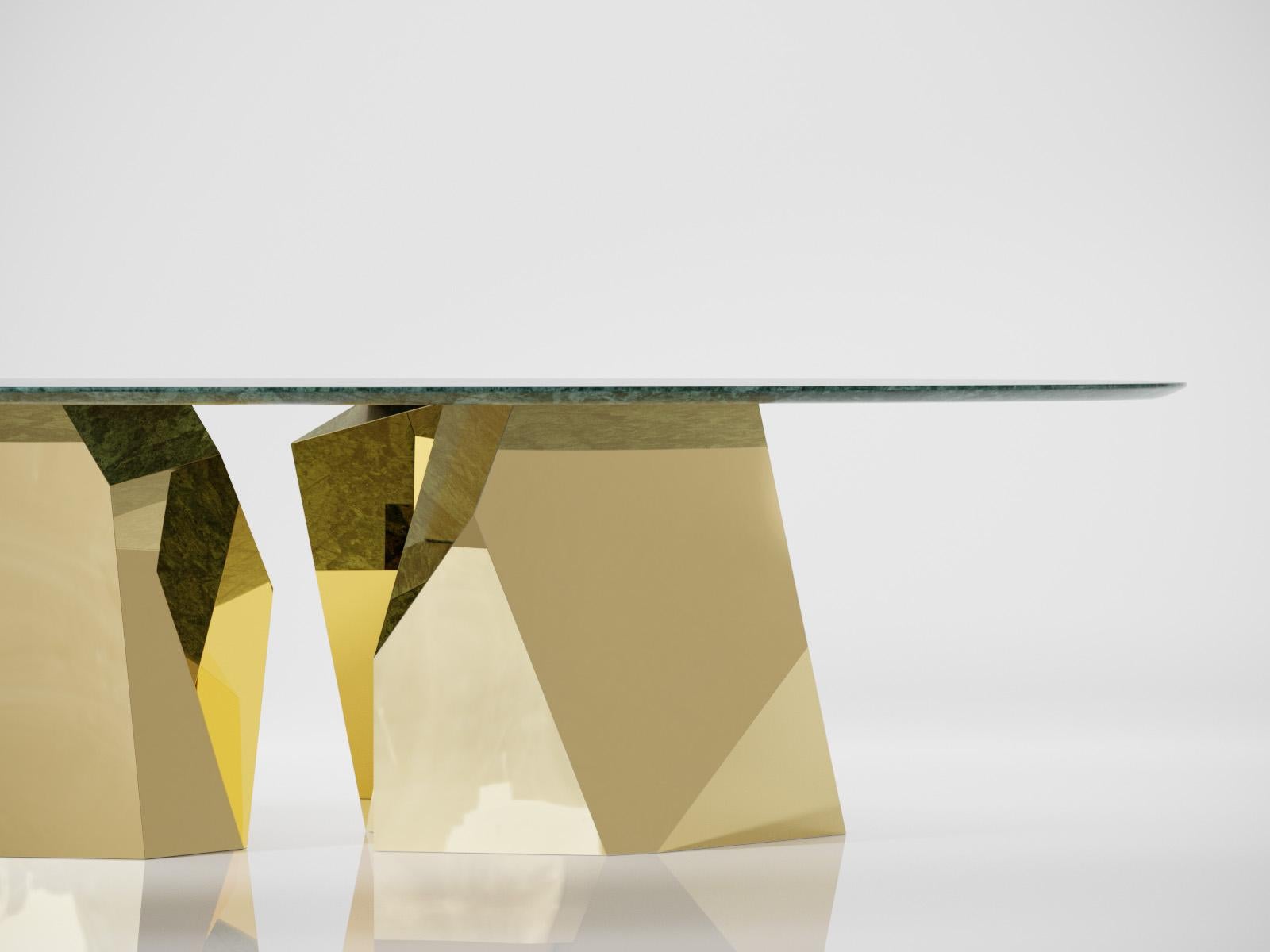 Table basse moderne en finition marbre et or en vente 2