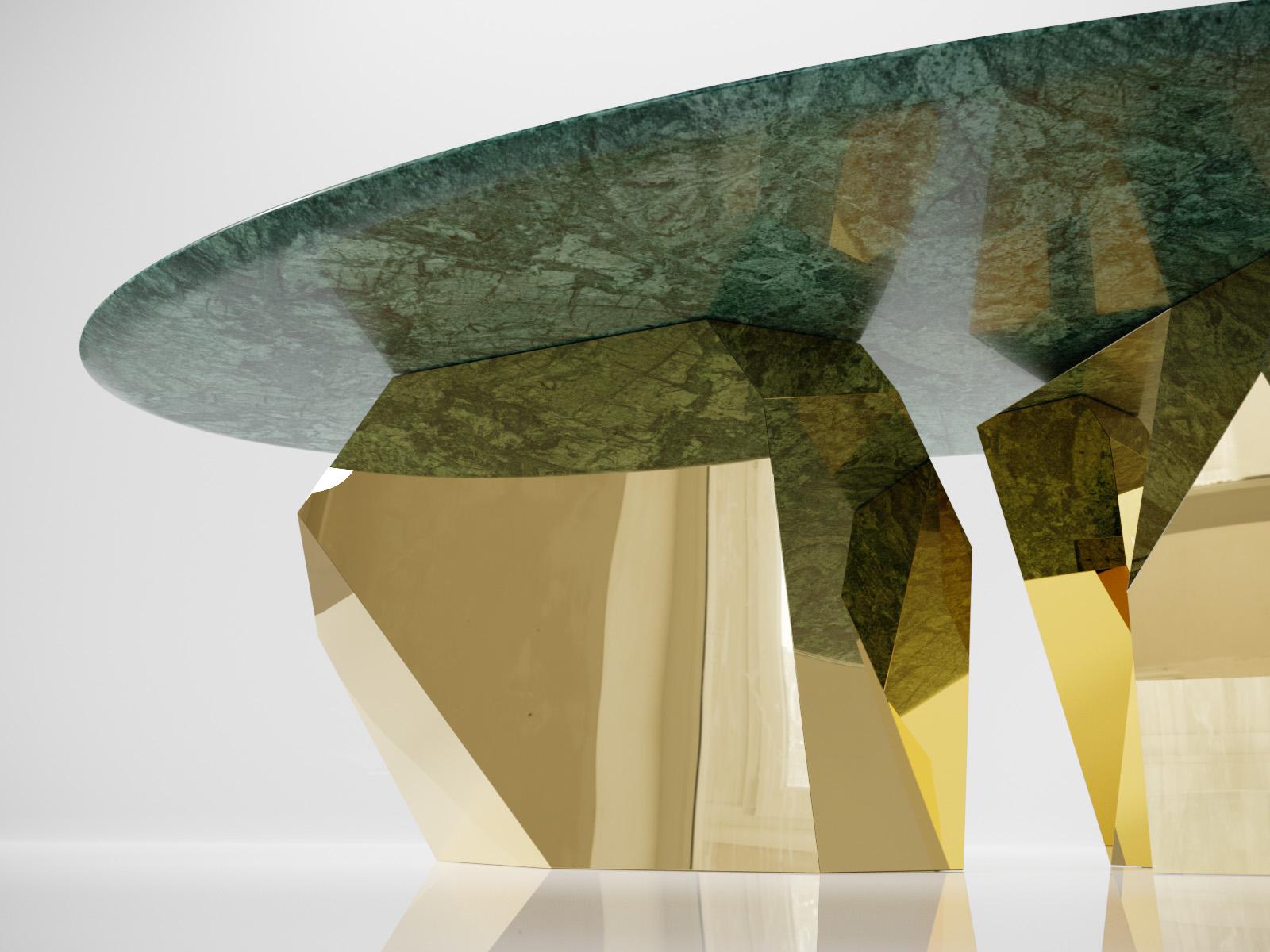 Acier Table basse moderne en finition marbre et or en vente