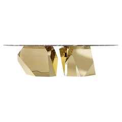 Modern Coffee Table in Marble & Gold Finishing