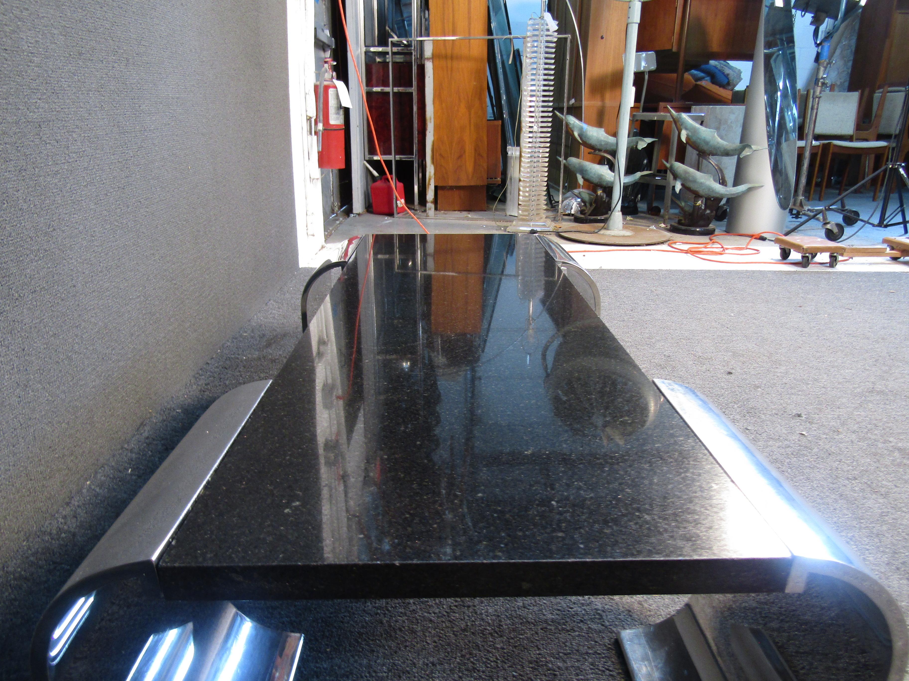 Modern Coffee Table in Metal and Granite 2