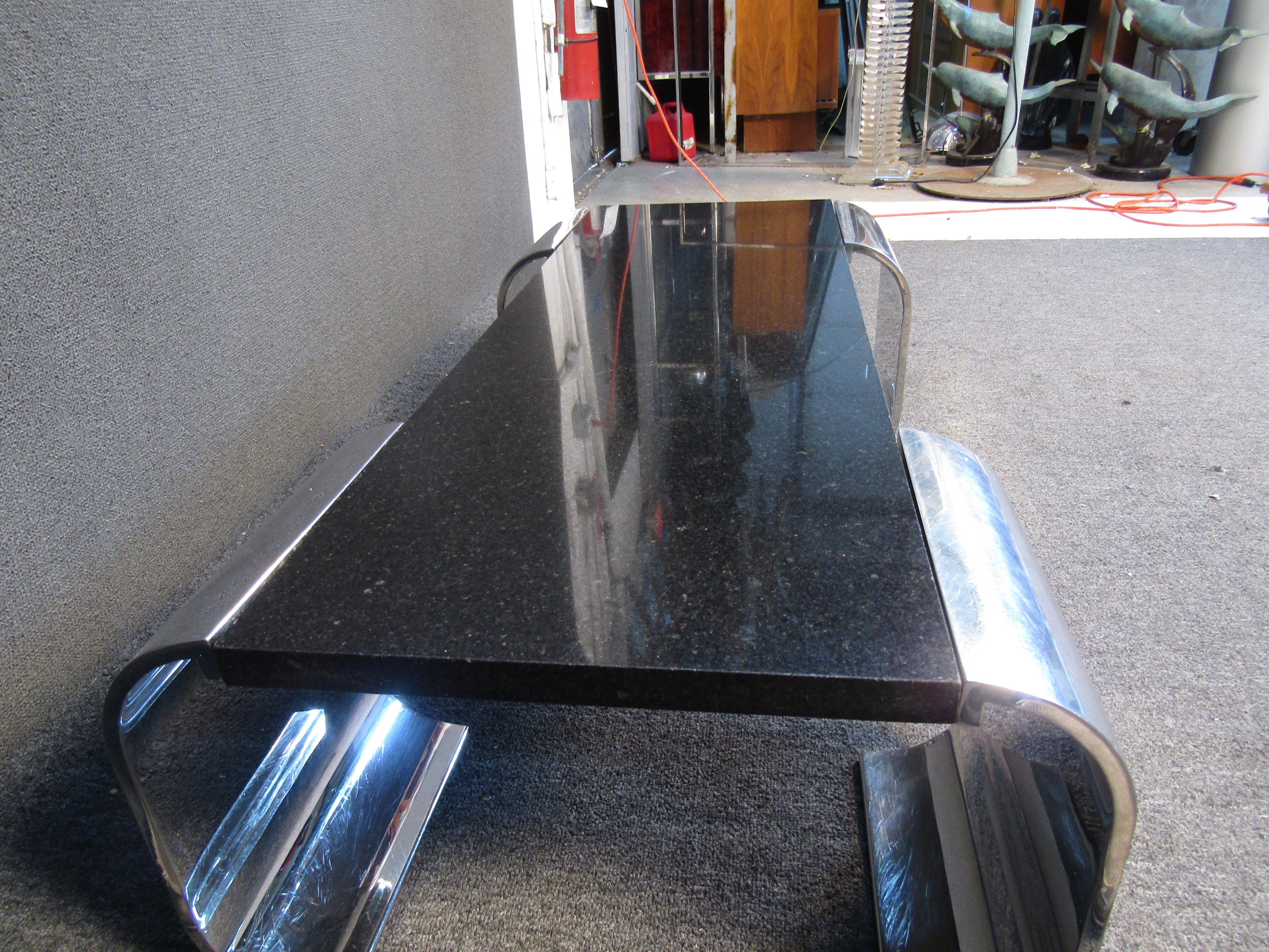 Modern Coffee Table in Metal and Granite 3