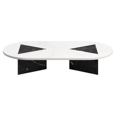 Mesa de centro moderna L de mármol blanco y negro, Diseñador Lorenzo Zaccarin