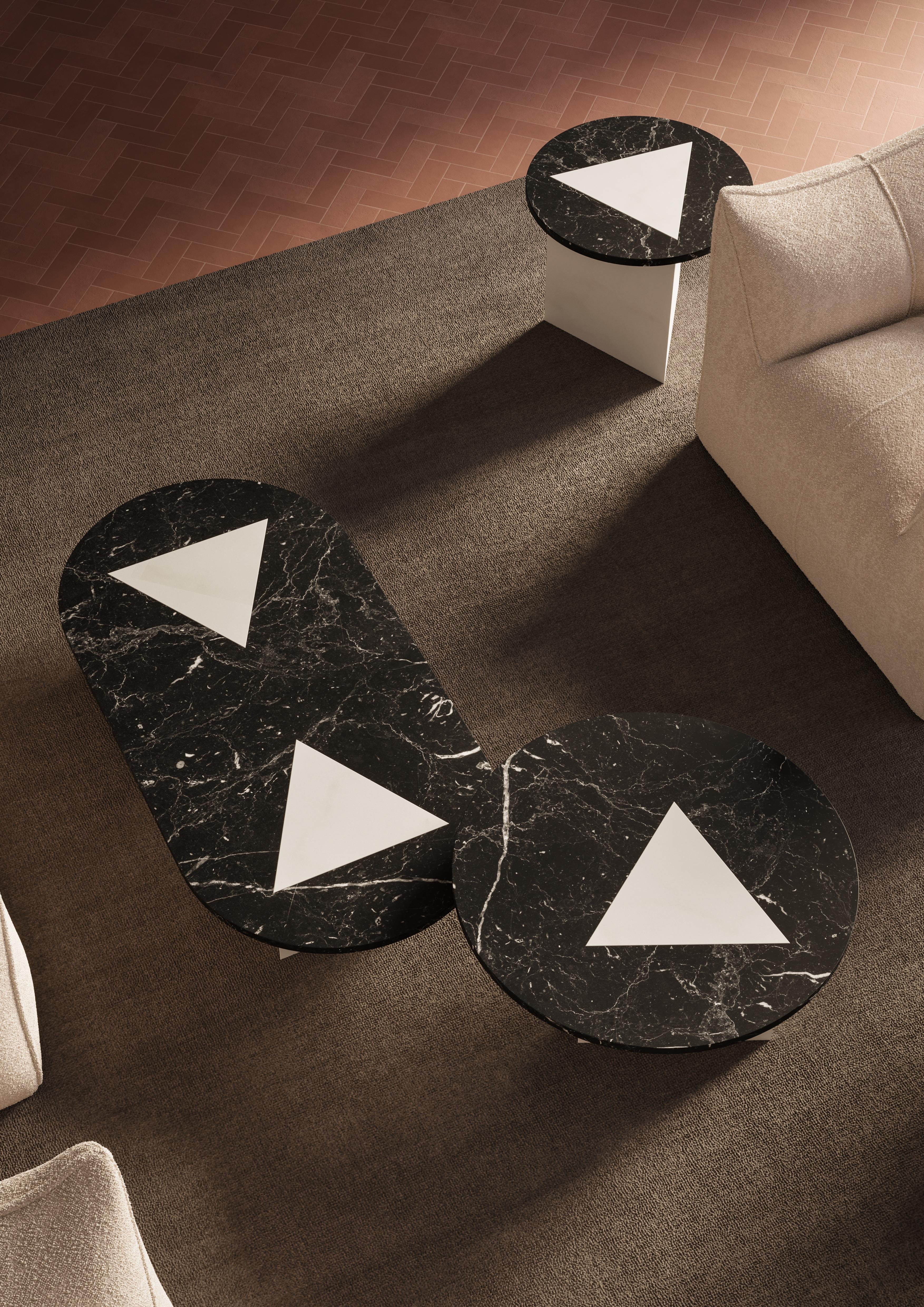 Mesa de centro moderna L de mármol blanco y negro, Diseñador Lorenzo Zaccarin Moderno en venta