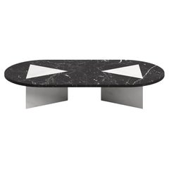 Mesa de centro moderna L de mármol blanco y negro, Diseñador Lorenzo Zaccarin