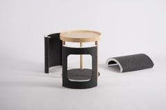 Modern Coffee Table "Lotto" in Oak and Dark Grey Felt