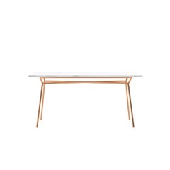 Modern Coffee Table, Oval Marble Carrara and Steel Base with Brass Finishing