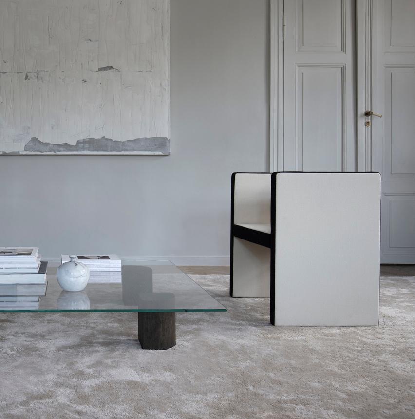 XXIe siècle et contemporain Table basse moderneQuarter, plateau carré en verre, chêne fumé, bas en vente