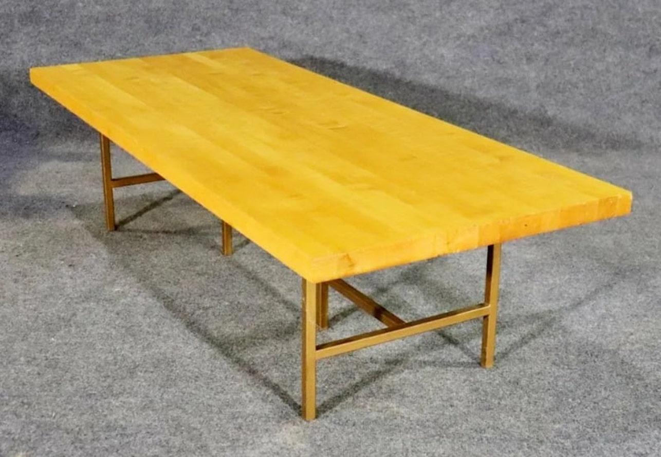 20th Century Modern Coffee Table w/ Metal Base For Sale