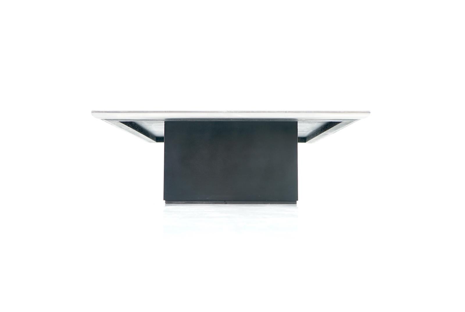 German Modern Coffee Table with Etched Metal Top Attr. to Heinz Lilenthal 1970s