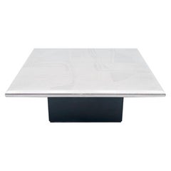 Modern Coffee Table with Etched Metal Top Attr. to Heinz Lilenthal 1970s