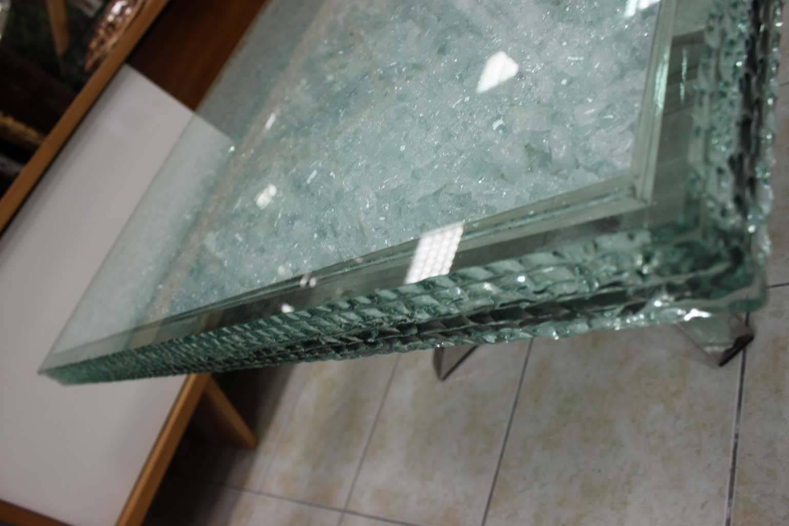 Modern Coffee Table with Glass Crystals, Stainless Steel Base For Sale 5