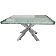 Modern Coffee Table with Glass Crystals, Stainless Steel Base