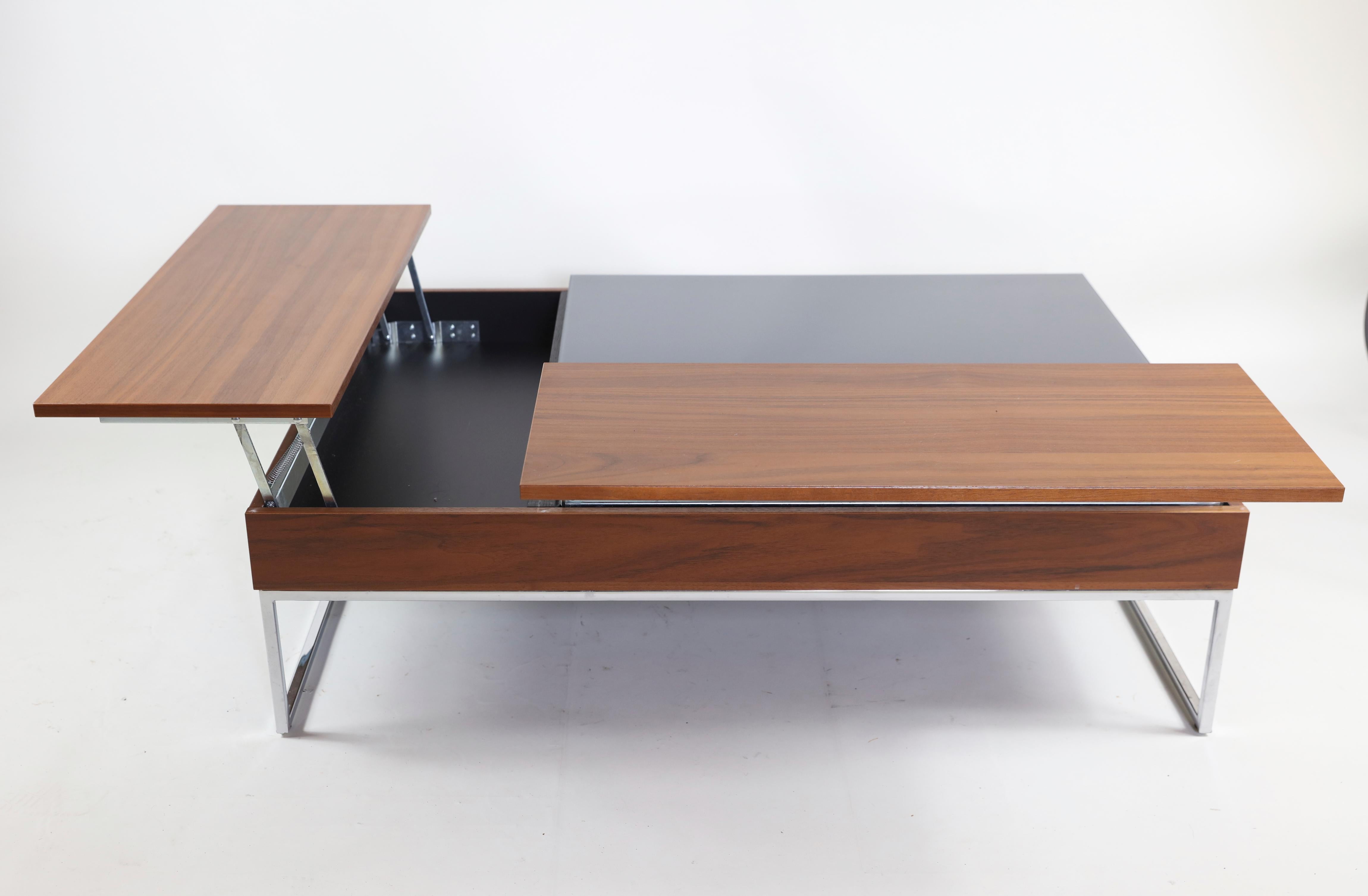 Brown Modern Coffee Table Wood, Chrome & Glass