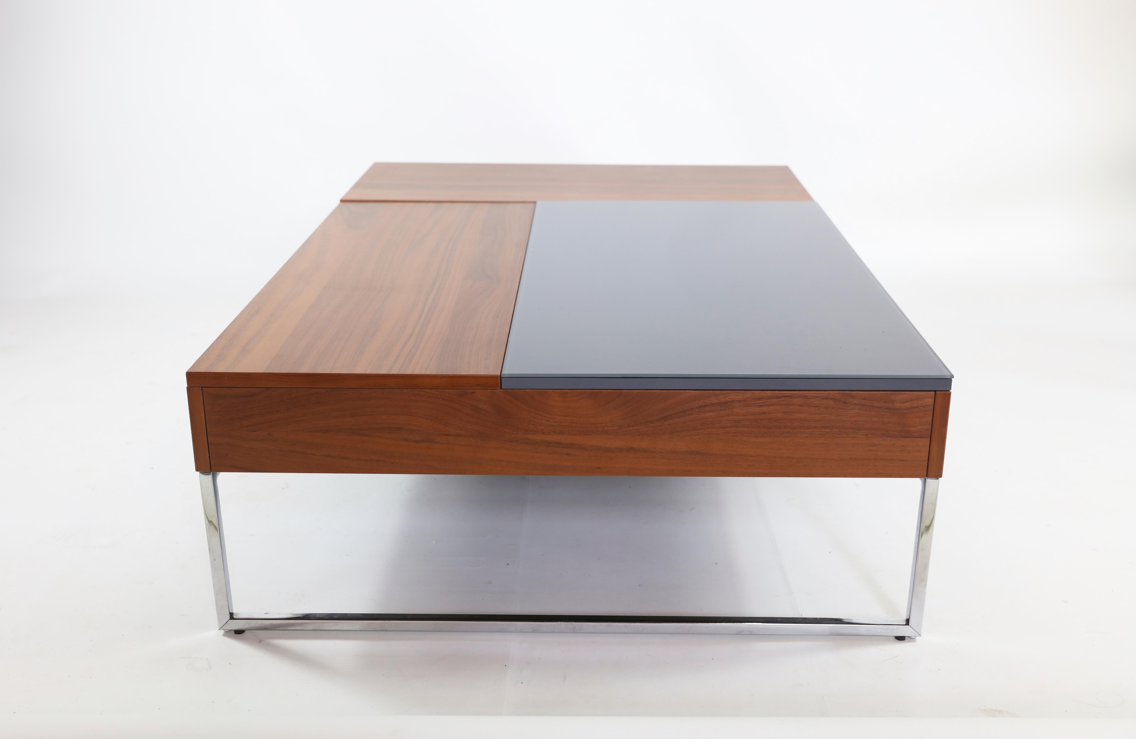 Modern Coffee Table Wood, Chrome & Glass 1