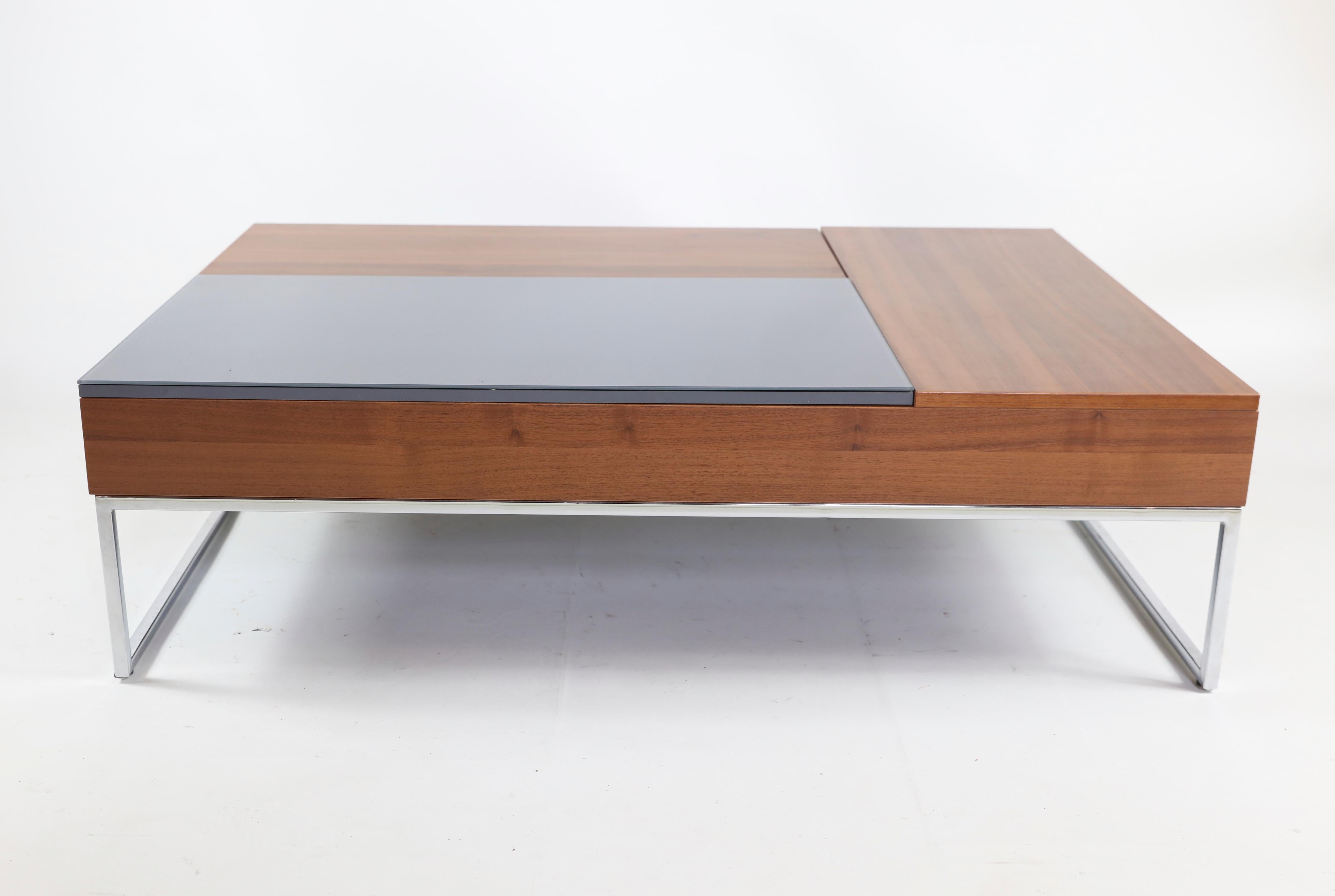 Modern Coffee Table Wood, Chrome & Glass 2