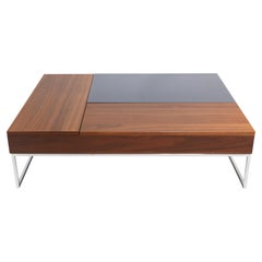 Modern Coffee Table Wood, Chrome & Glass