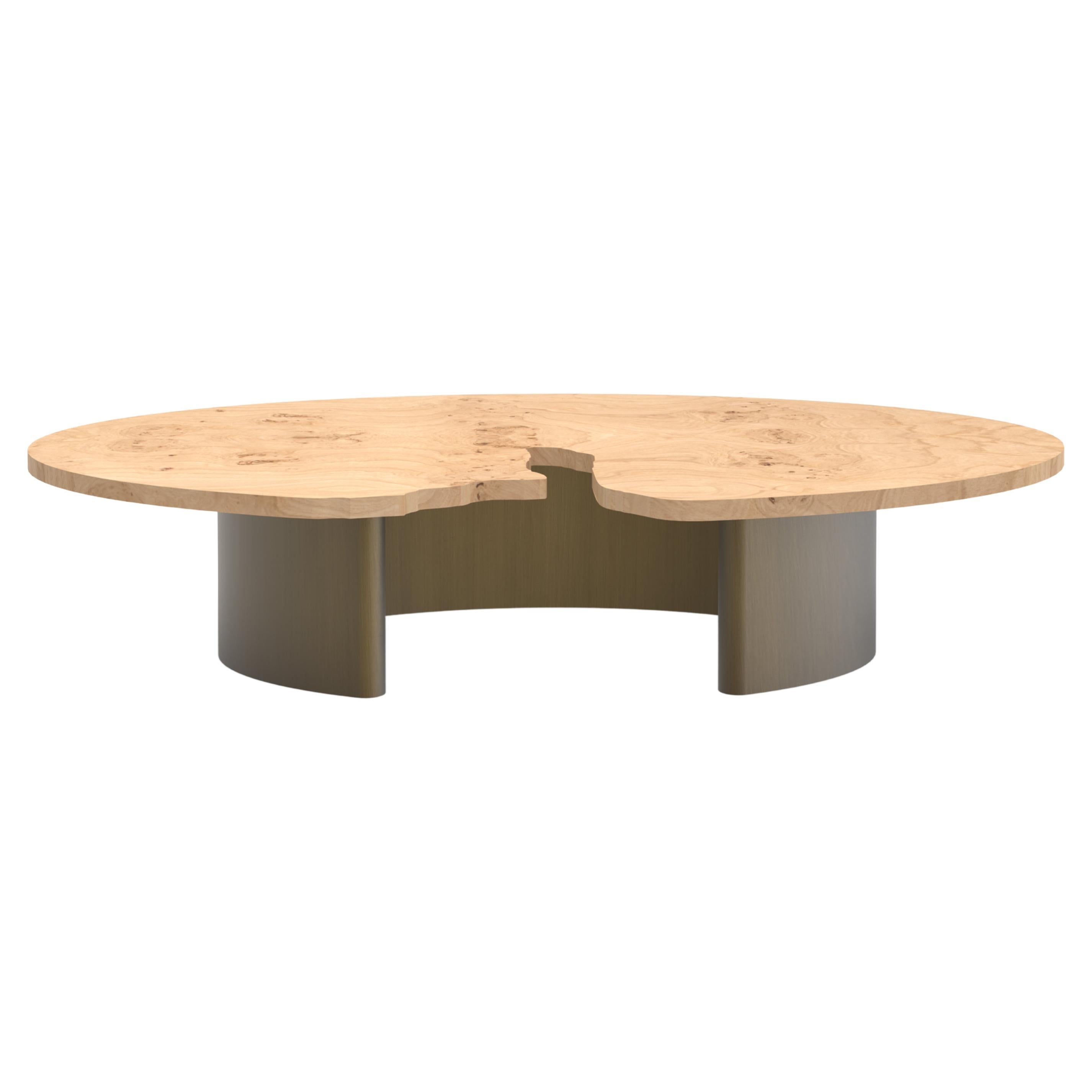 Modern Erosão Coffee Table, Oak Root, Brass, Handmade in Portugal by Greenapple